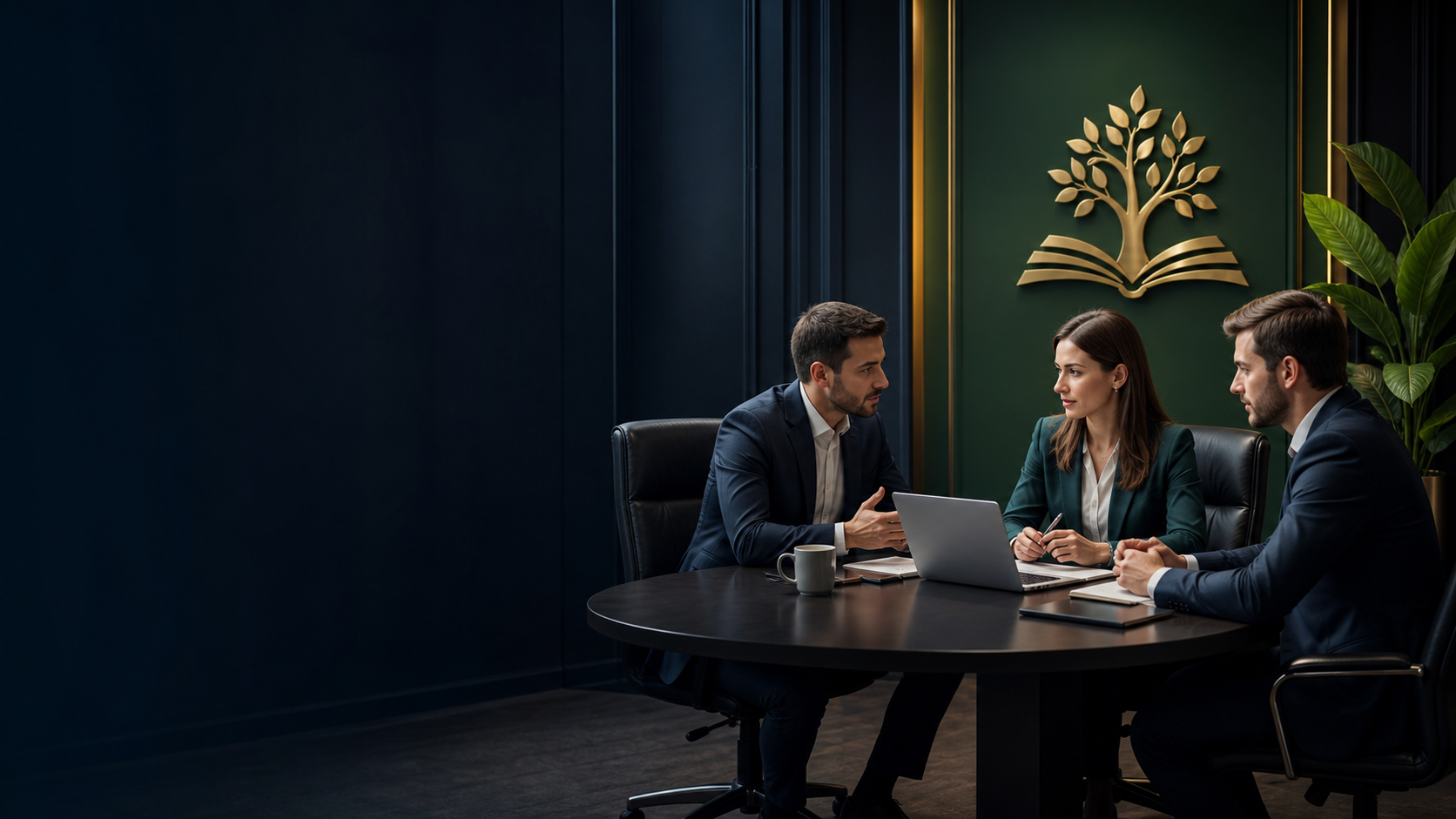 Business professionals in a premium training conversation